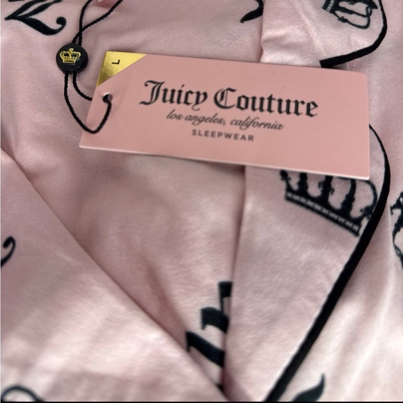Juicy Couture Pink Crown Toss Juicy Notch Collar and Short Pajama Set - Picture 2 of 4